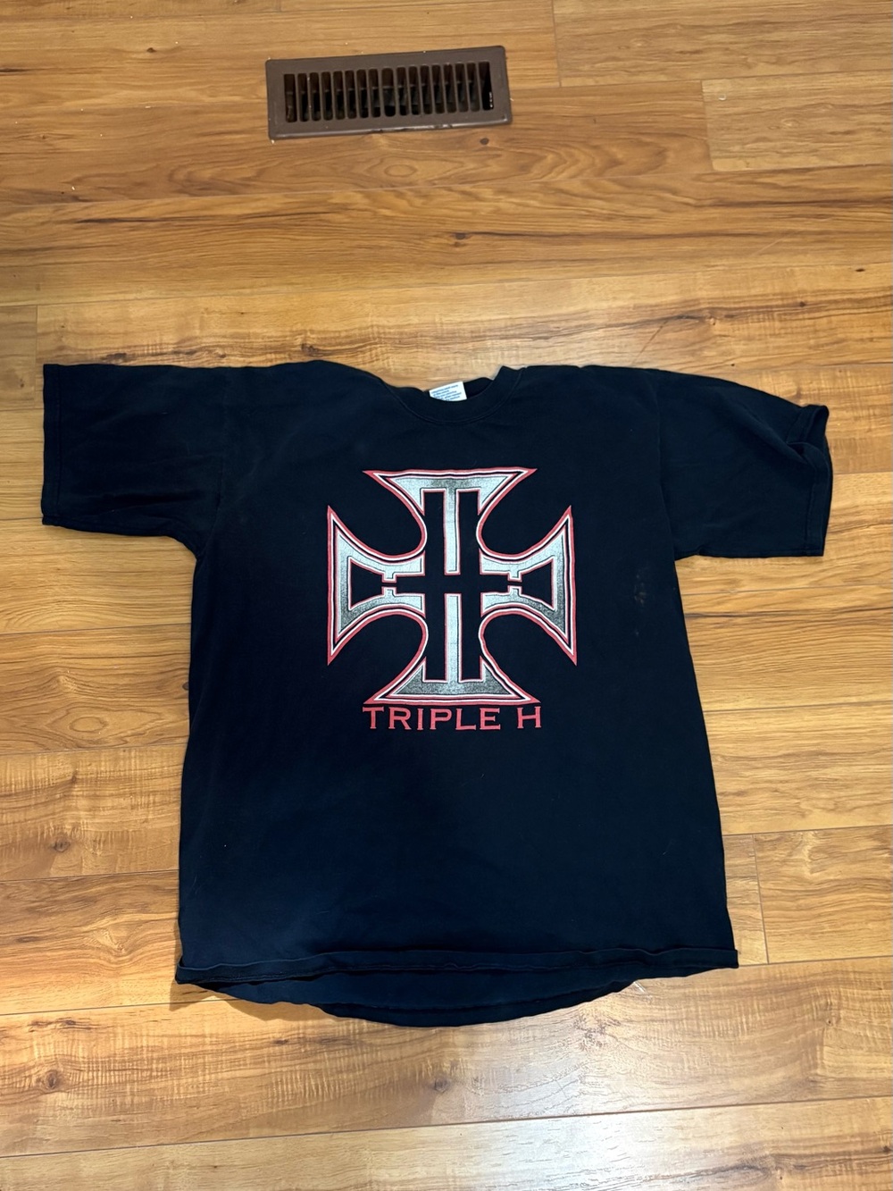 WWE Triple H Black Short Sleeve Tee with Red and Silver Logo